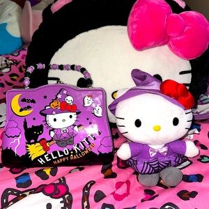 Halloween Hello kitty tin box and plushie bundle.